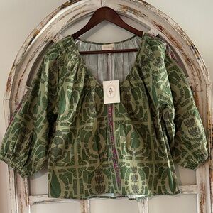 Green Patterned Women's Top